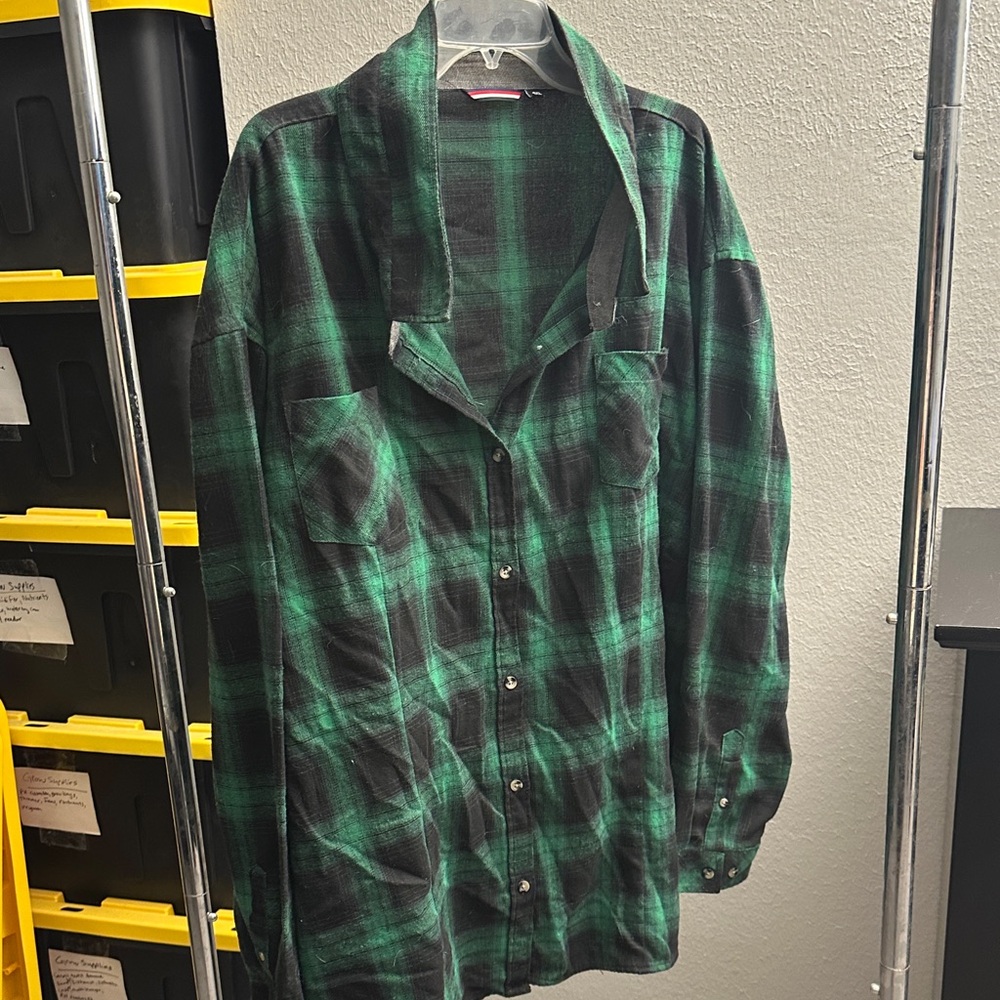 Green and Black Plaid Shirt